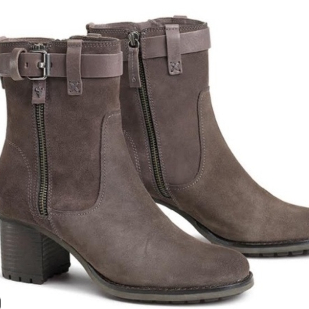 Trask Madison Waterproof Suede Ankle Boho Boots W Zipper Sz 9 - Picture 2 of 7